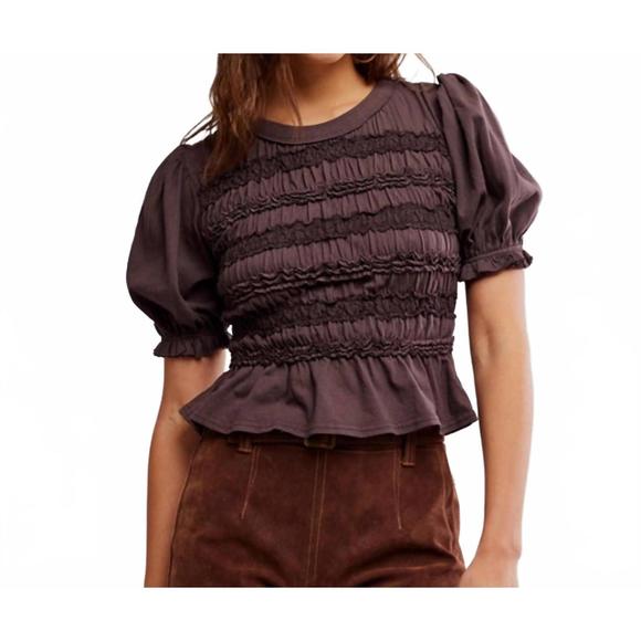 NEW FREE PEOPLE maxey knit top in french chocolate - Picture 1 of 3